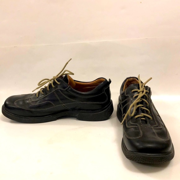 Forge 43 Men’s 10 Shoes Black Leather Upper & Lining Tan Stitch Lace Excellent - Picture 2 of 10